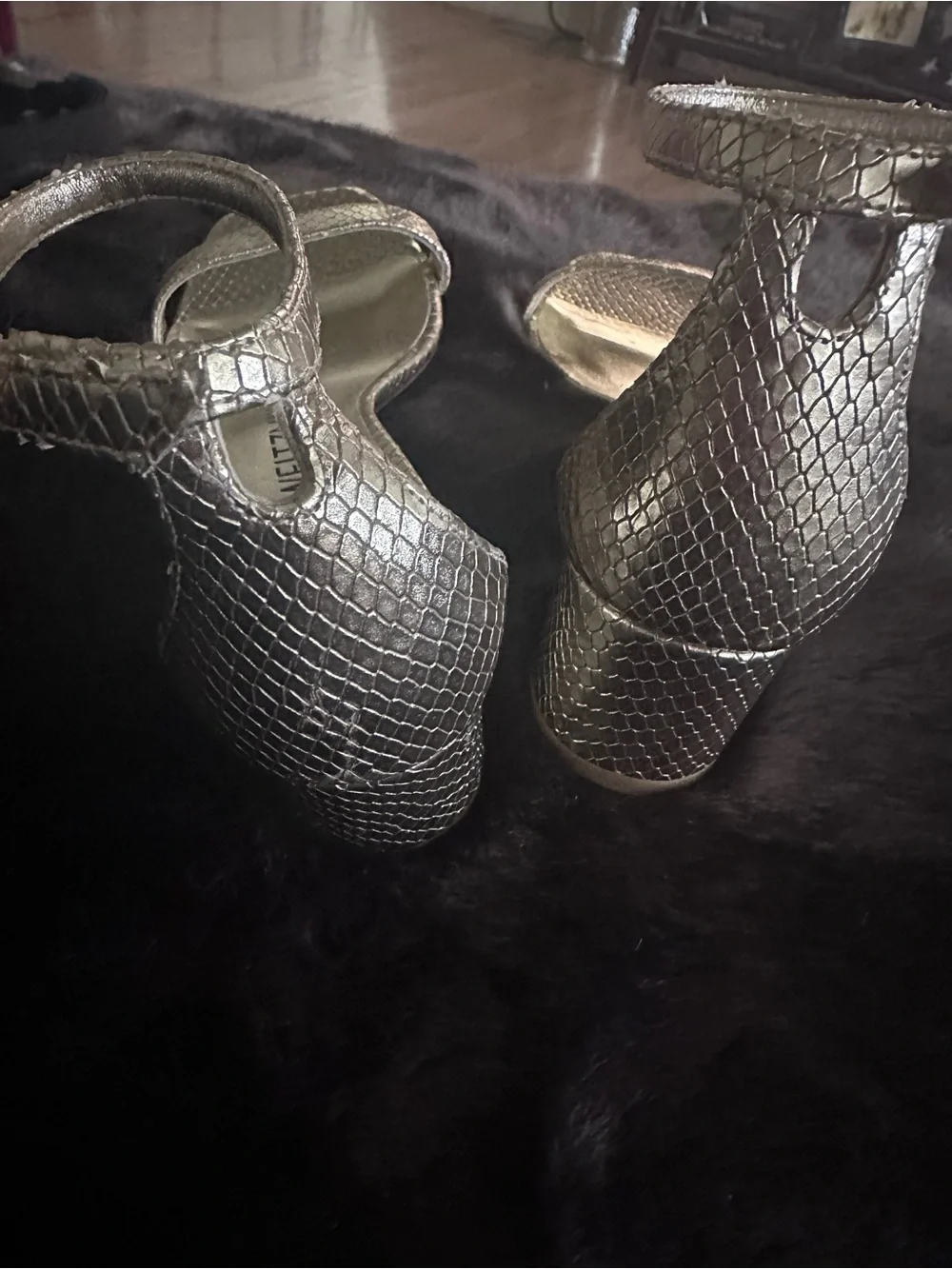Stuart Weitzman Metallic Silver Ankle-Strap Sandals